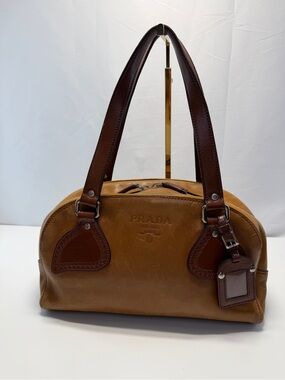Prada Two-Tone Brown Leather Satchel
